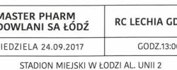 Bilet z sezonu 2017 ze spotkania 2017.09.24.Budowlani Łódź-Lechia Gdańsk