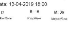 Bilet z sezonu 2018-2019 ze spotkania 2019.04.13.Cracovia-Lechia Gdańsk
