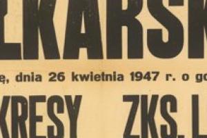 Plakat z sezonu 1947 ze spotkania 1947.04.26 Lechia Gdańsk-Kresy Chorzów