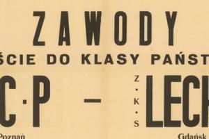 Plakat z sezonu 1947 ze spotkania 1947.08.10 Lechia Gdańsk-HCP Poznań